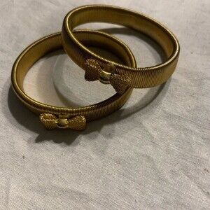 Vintage 1980’s stretch Bow Bracelets - Gold tone